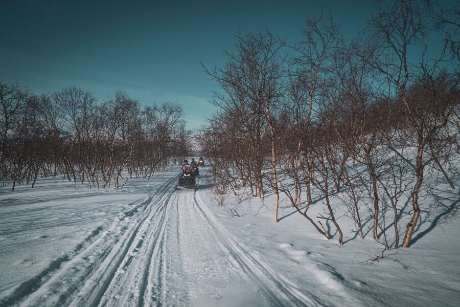 From Alta: Daytime Snowmobile Adventure - Riding the Old Postal Road Up to Beskades