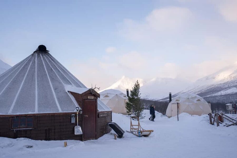 From Tromsø: Advanced Dog Sledding Daytime & Snow Park Visit - Tromsø Ice Domes Snow Park: snow art, short-and-sweet structure