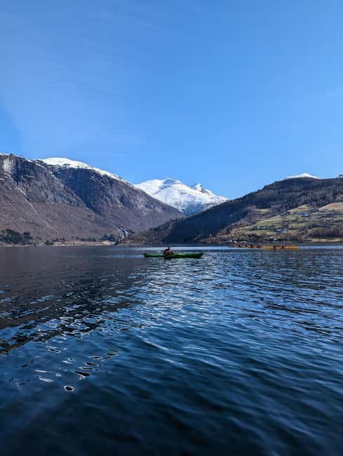 Olden: Fjord Kayaking + Drysuit & Safety Boat - Two hours of kayaking across meltwater and mountain views