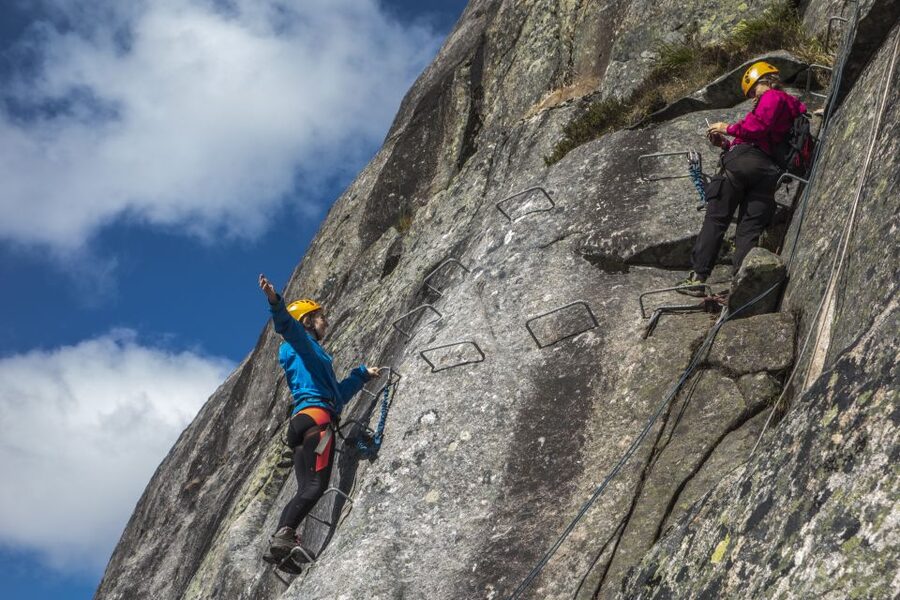 Overnight: Trolltunga Via Ferrata Sky Ladder Glamping - The main event: 250 meters up via ferrata and sky ladder