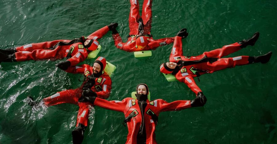 Tromsø city center Urban Floating experience - Getting Kitted Up in Vervet, From Safety Briefing to Rescue Suit Fit